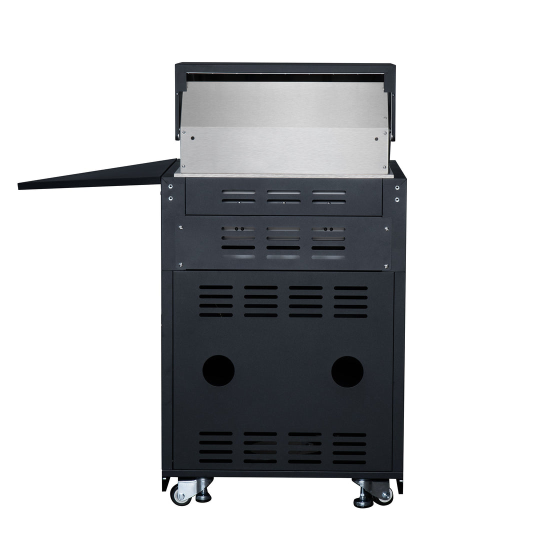 Forno All’Aperto 99,600 BTU Outdoor Kitchen, 5 Burners, Infrared Burners, Side Burner, Black Sintered Stone Countertops, Gas Pizza Oven, Sink Module, Bar &amp; Beverage Center