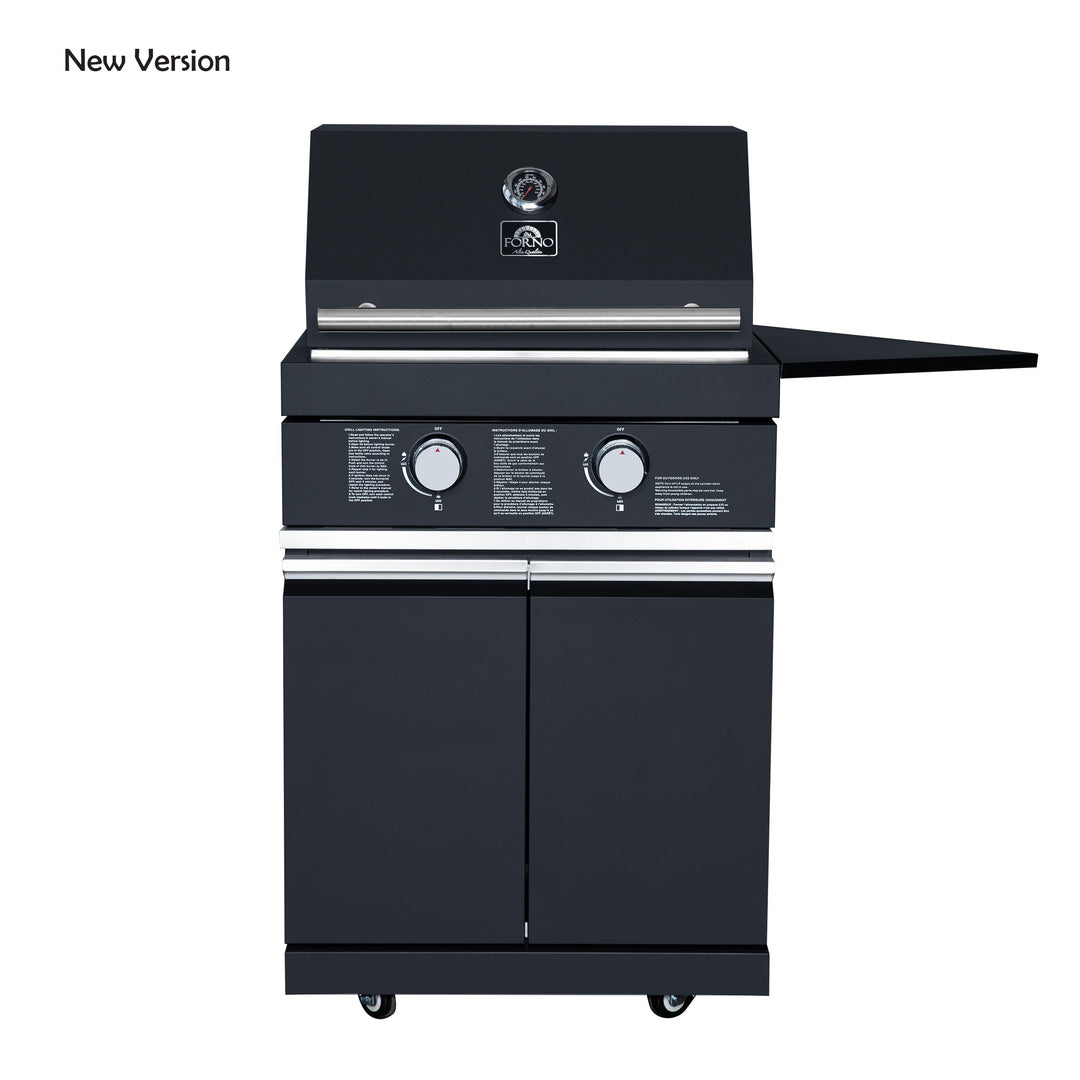 Forno All’Aperto 99,600 BTU Outdoor Kitchen, 5 Burners, Infrared Burners, Side Burner, Black Sintered Stone Countertops, Gas Pizza Oven, Sink Module, Bar &amp; Beverage Center