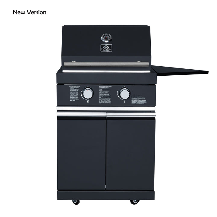 Forno All’Aperto 99,600 BTU Outdoor Kitchen, 5 Burners, Infrared Burners, Side Burner, Black Sintered Stone Countertops, Gas Pizza Oven, Sink Module, Bar &amp; Beverage Center