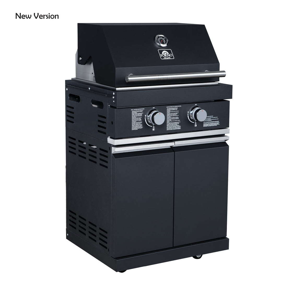 Forno All’Aperto 99,600 BTU Outdoor Kitchen, 5 Burners, Infrared Burners, Side Burner, Black Sintered Stone Countertops, Gas Pizza Oven, Sink Module, Bar &amp; Beverage Center
