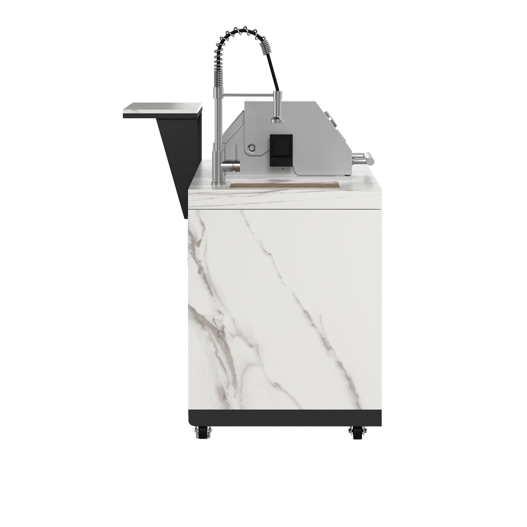 Forno Rimini Outdoor Kitchen: 30" BBQ 62,600 BTU, 4.8 cu.ft. Refrigerators, White Countertops