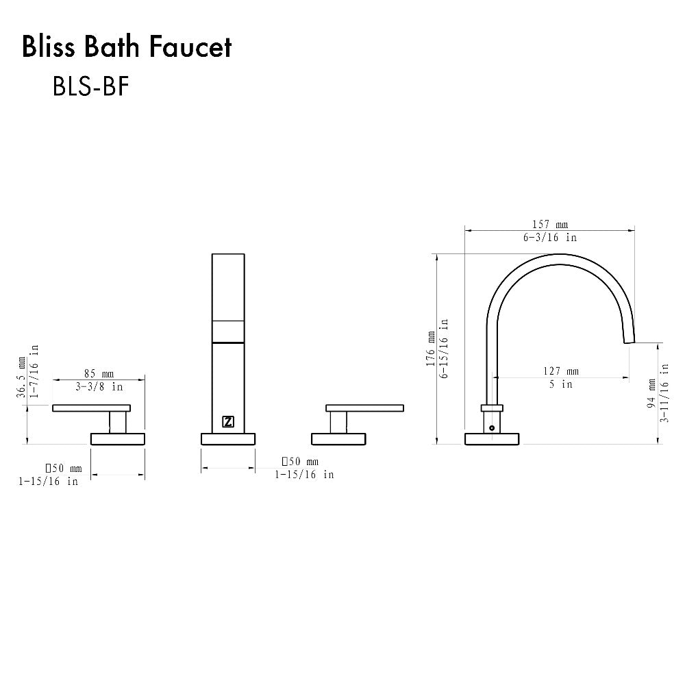 ZLINE Autograph Edition Bliss Widespread Bath Faucet in Champagne Bronze (BLS-BF-CB)