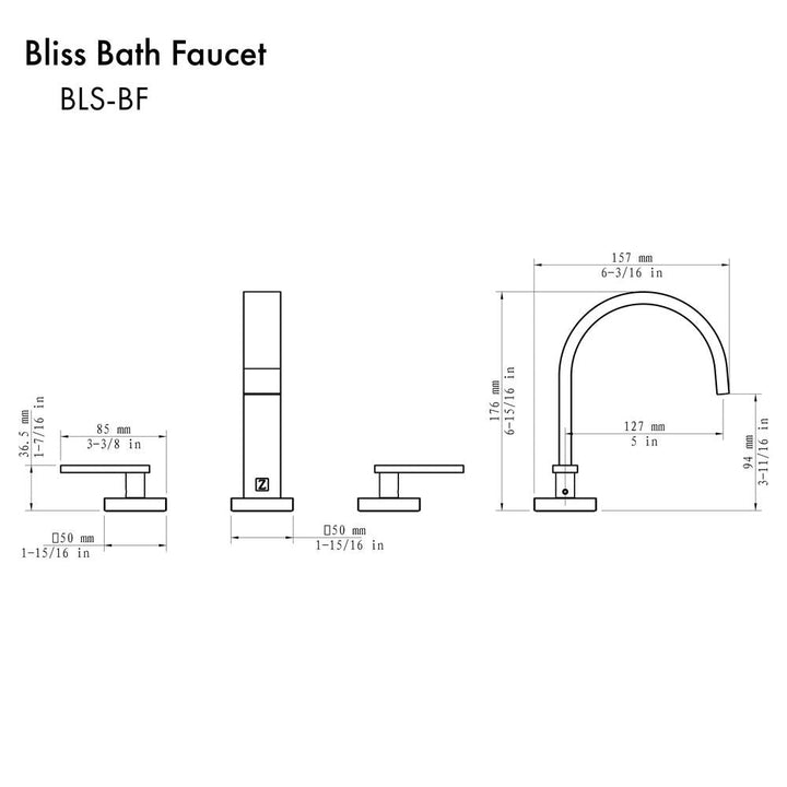 ZLINE Bliss Widespread Bath Faucet in Chrome (BLS-BF-CH)