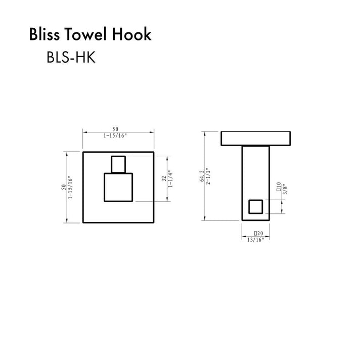 ZLINE Autograph Edition Bliss Towel Hook in Matte Black (BLS-HK-MB)