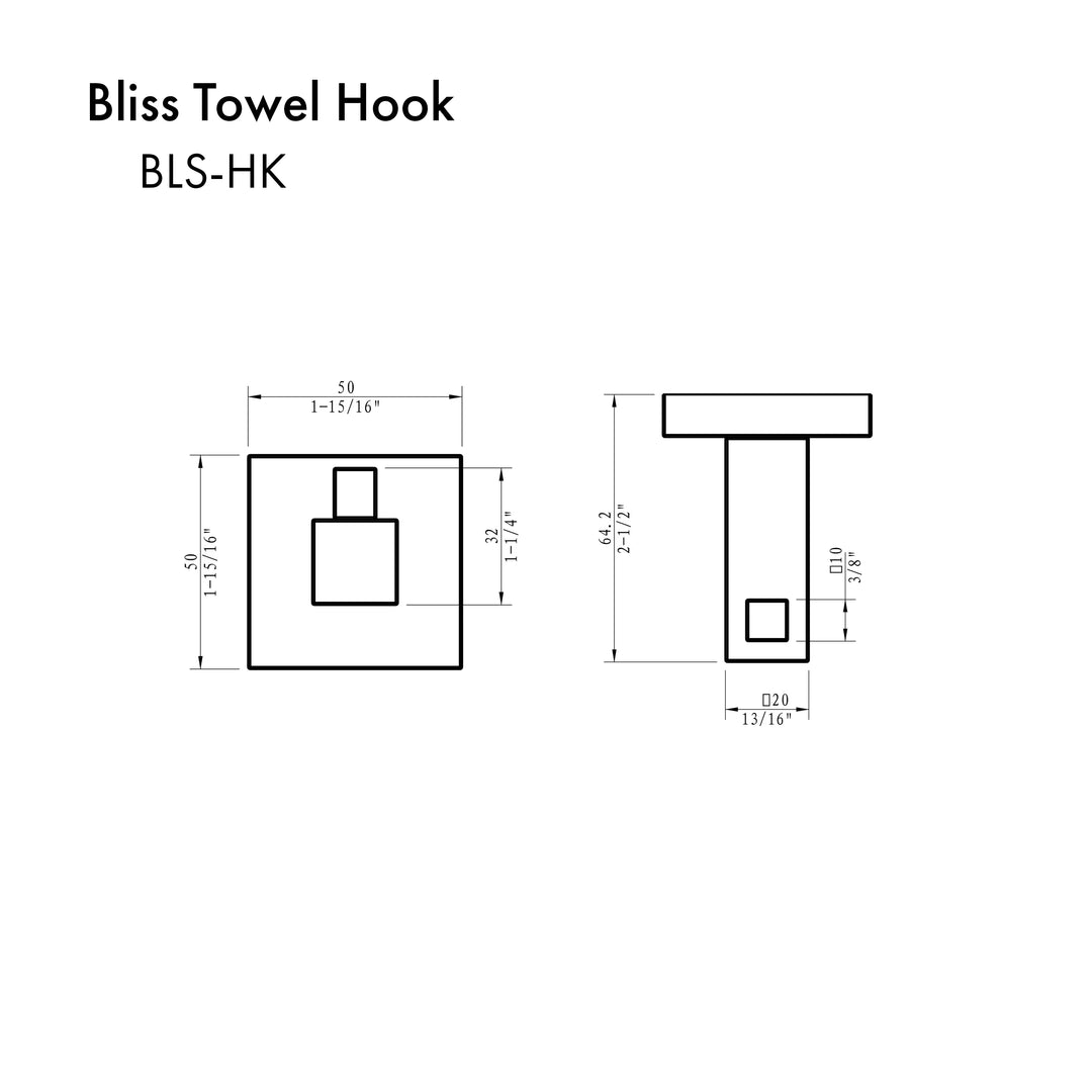 ZLINE Bliss Towel Hook in Matte Black, BLS-HK-MB