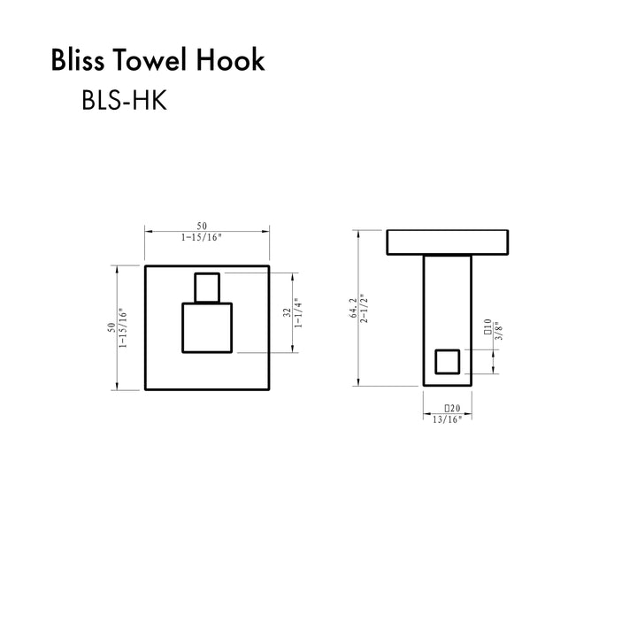 ZLINE Bliss Towel Hook in Matte Black, BLS-HK-MB