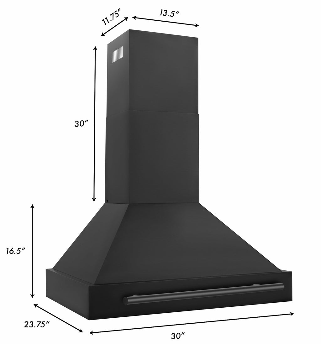 ZLINE 30” 400 CFM Black Stainless Steel Wall Mounted Range Hood