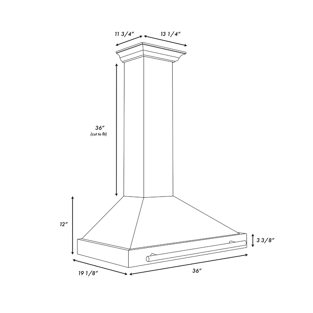 ZLINE 36" 400 CFM Convertible Wall Mount Range Hood in Black Stainless Steel, BSKB4X-36