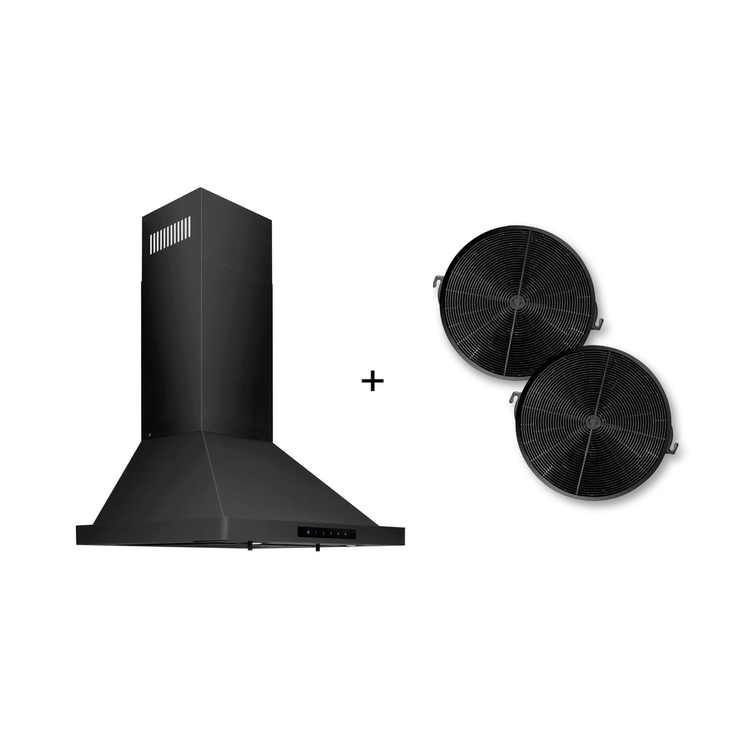 ZLINE 24" Convertible Wall Mount Range Hood in Black Stainless with Charcoal Filters, BSKBN-CF-24