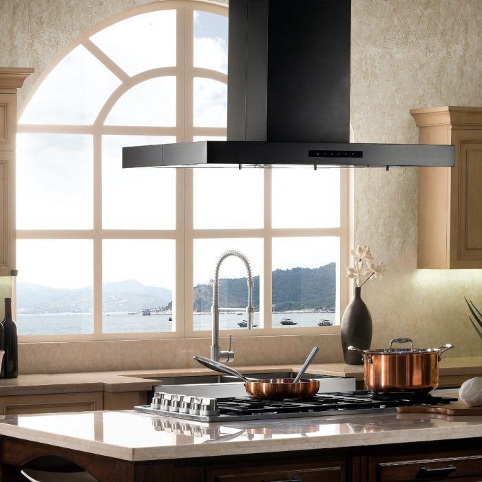 ZLINE 30 In. Convertible Island Mount Range Hood in Black Stainless Steel, BSKE2iN-30