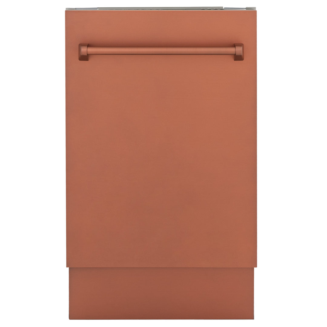 ZLINE 18" Compact Top Control Dishwasher in Custom Panel Ready Copper