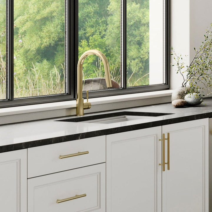 ZLINE Autograph Edition Gemini Pull Down Single Handle Kitchen Faucet in Champagne Bronze (GEM-KF-CB)