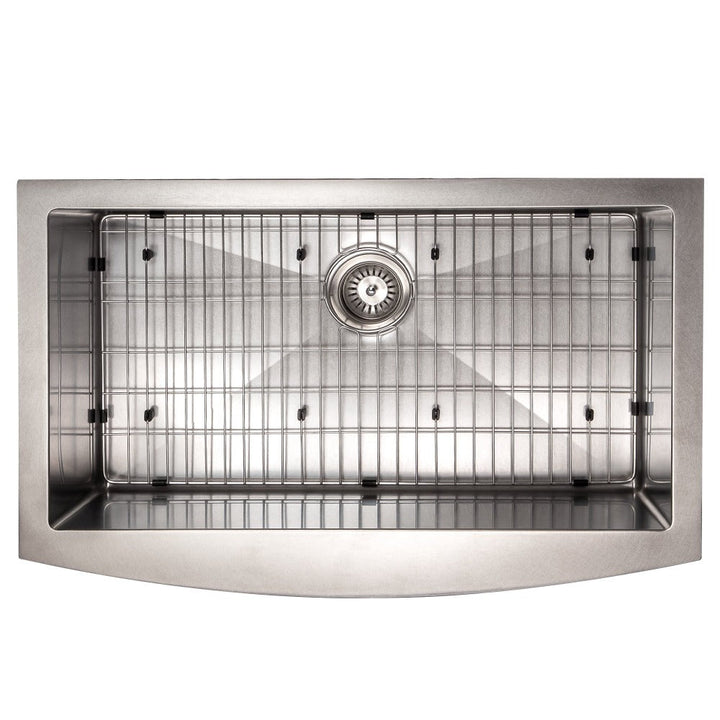 ZLINE 33 in. Vail Farmhouse Apron Mount Single Bowl Stainless Steel Kitchen Sink with Bottom Grid (SAS-33)