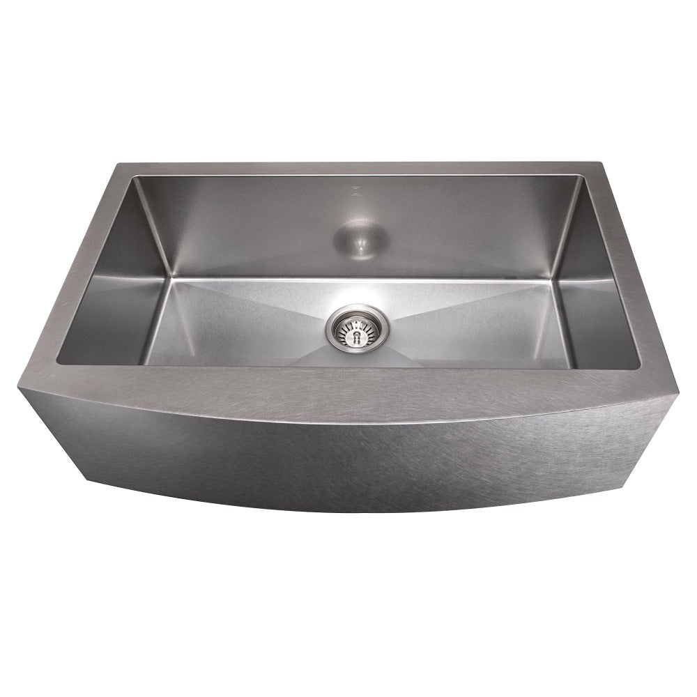 ZLINE 33 in. Vail Farmhouse Apron Mount Single Bowl Stainless Steel Kitchen Sink with Bottom Grid (SAS-33)