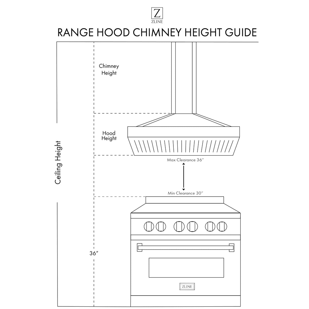 ZLINE 36" Wooden Convertible Vent Wall Mount Range Hood in Black - Includes Motor (KPCC-36)