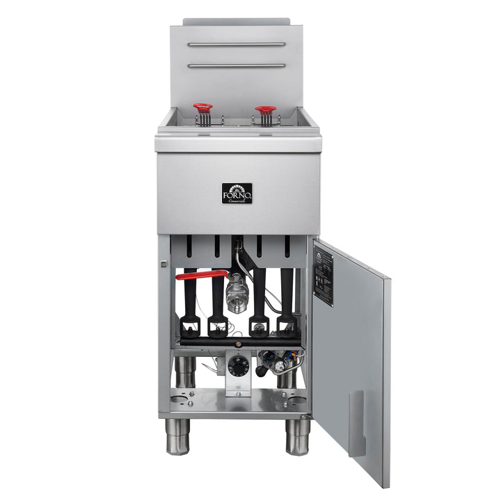 Forno Commerciale Natural Gas Deep Fryer, 4 Burners 120,000 BTU, 50 lbs Oil Capacity