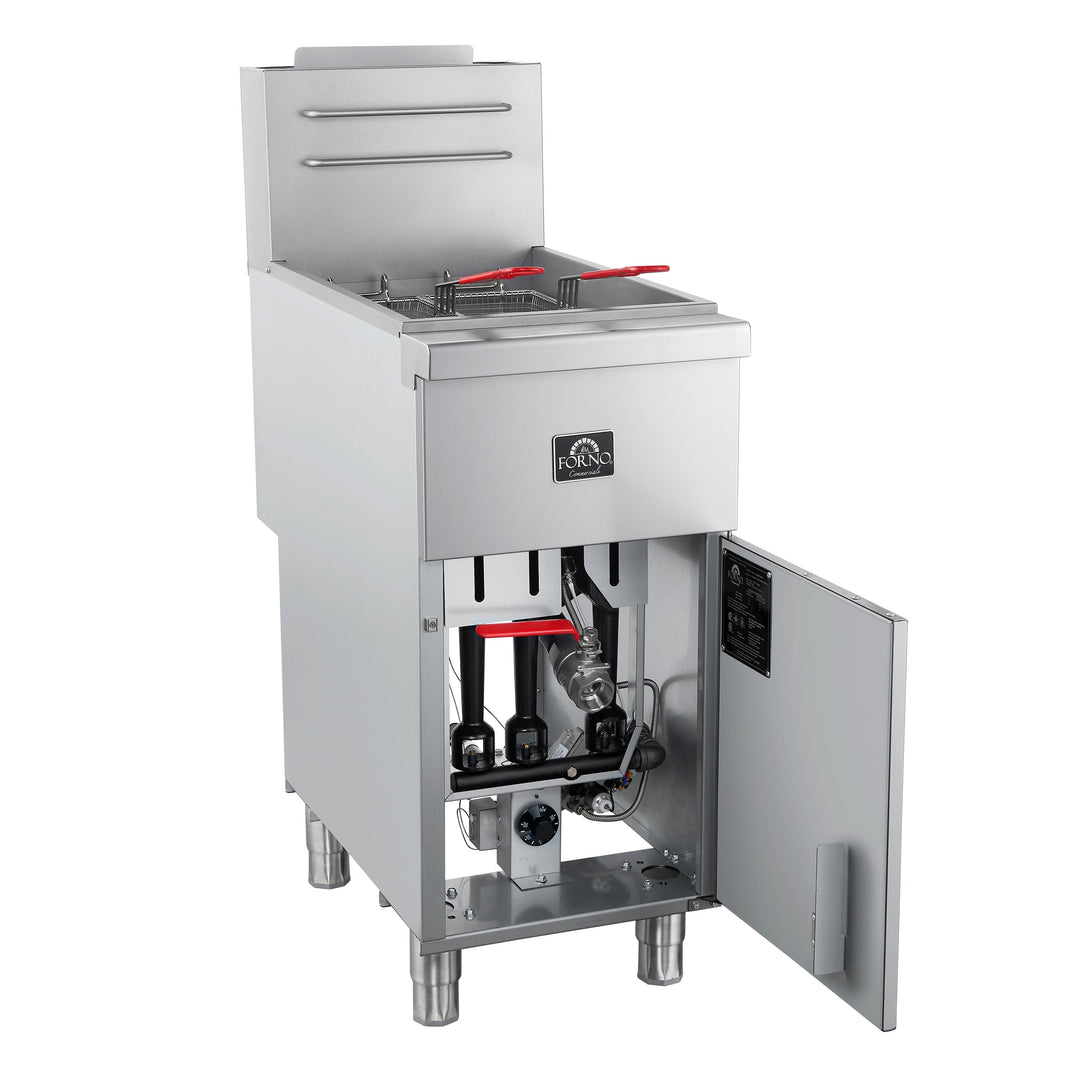 Forno Commerciale Propane Gas Deep Fryer, 4 Burners 120,000 BTU, 50 lbs Oil Capacity, Millivolt Control
