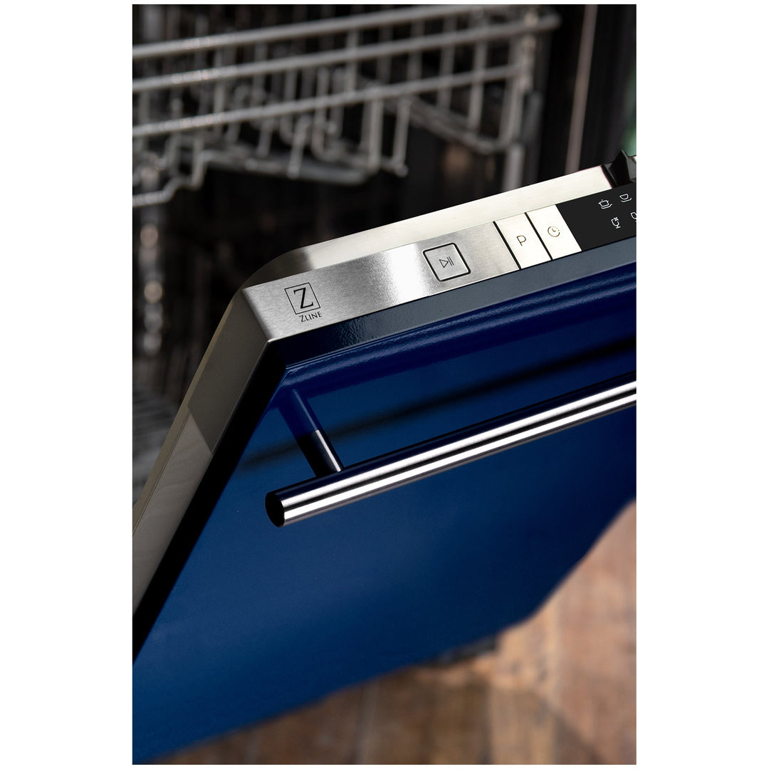 ZLINE 24 in. Top Control Dishwasher in Blue Gloss and Modern Handle, DW-BG-H-24