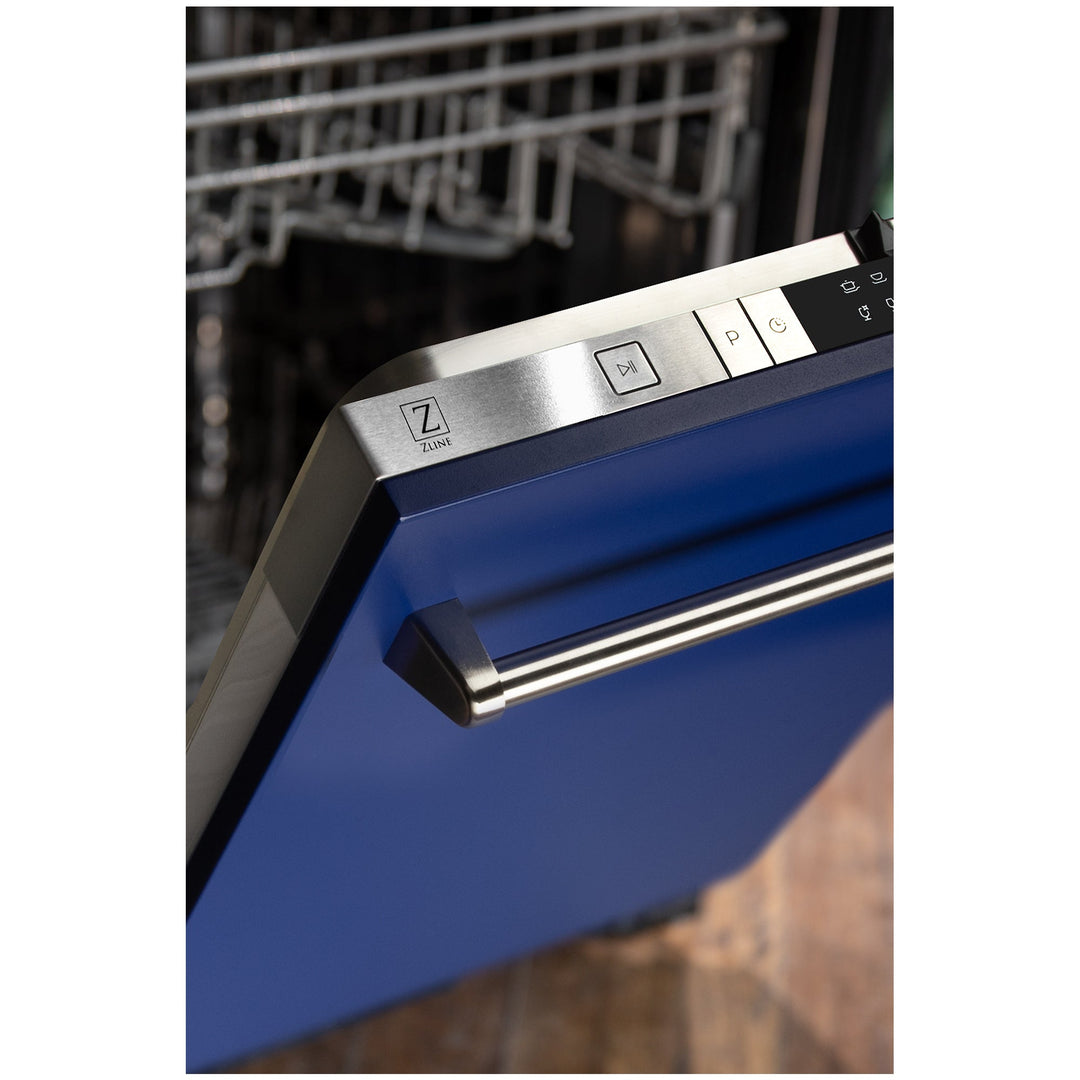 ZLINE 24 in. Top Control Dishwasher in Blue Matte with Stainless Steel Tub, DW-BM-24