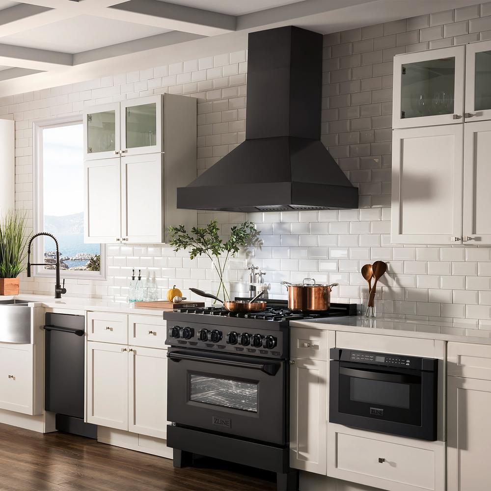 ZLINE 36 in. Ducted Vent Black Stainless Steel Wall Mount Range Hood (BS655N-36)