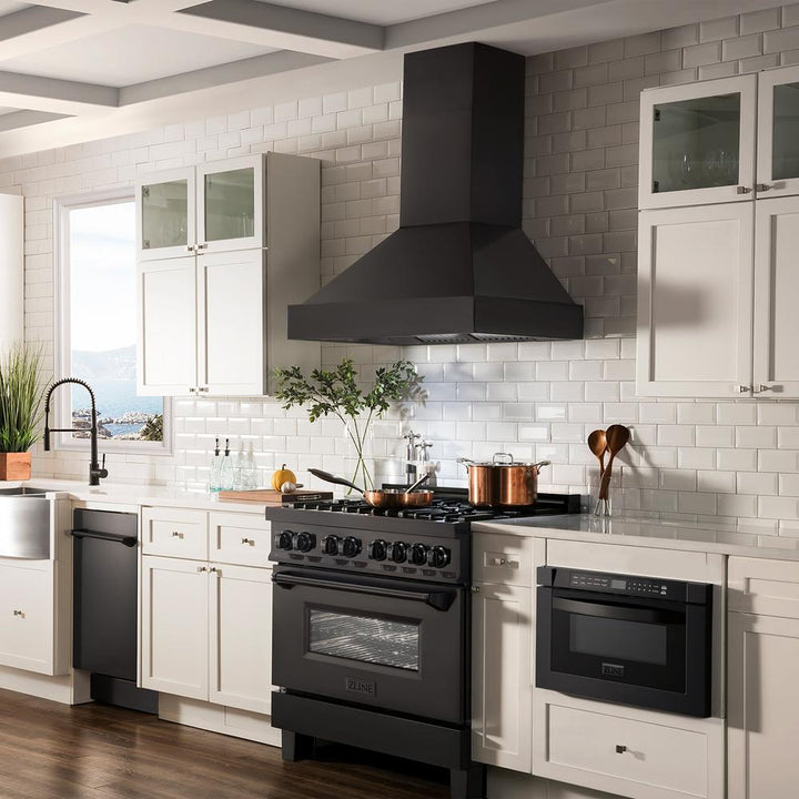 ZLINE 36 in. Ducted Vent Black Stainless Steel Wall Mount Range Hood (BS655N-36)