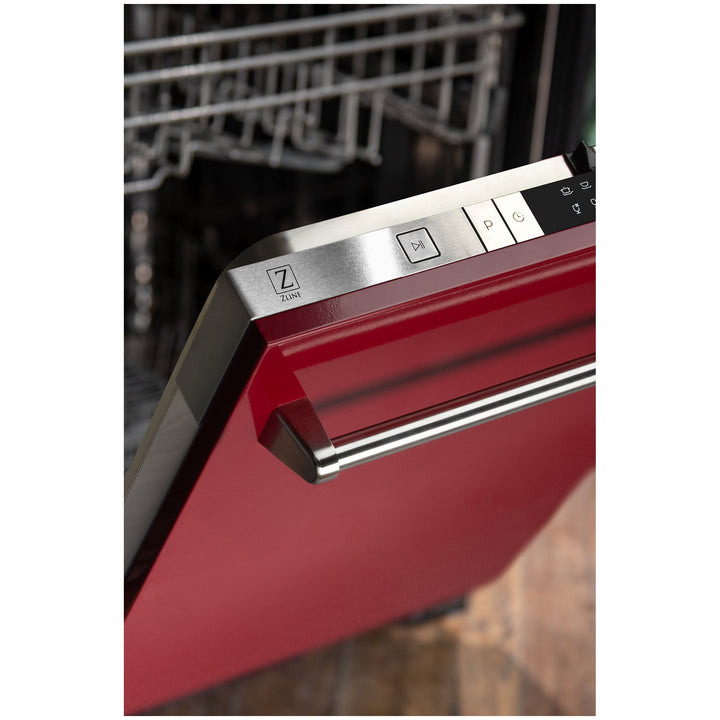 ZLINE 24 in. Top Control Dishwasher in Red Gloss with Stainless Steel Tub, DW-RG-24