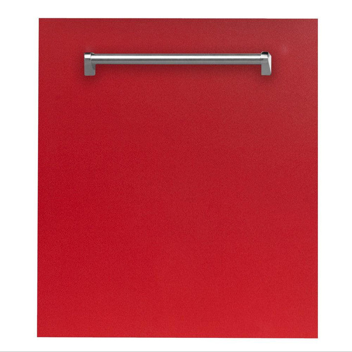 ZLINE 24 in. Top Control Dishwasher with Red Matte Panel and Traditional Style Handle, 52dBa (DW-RM-24)