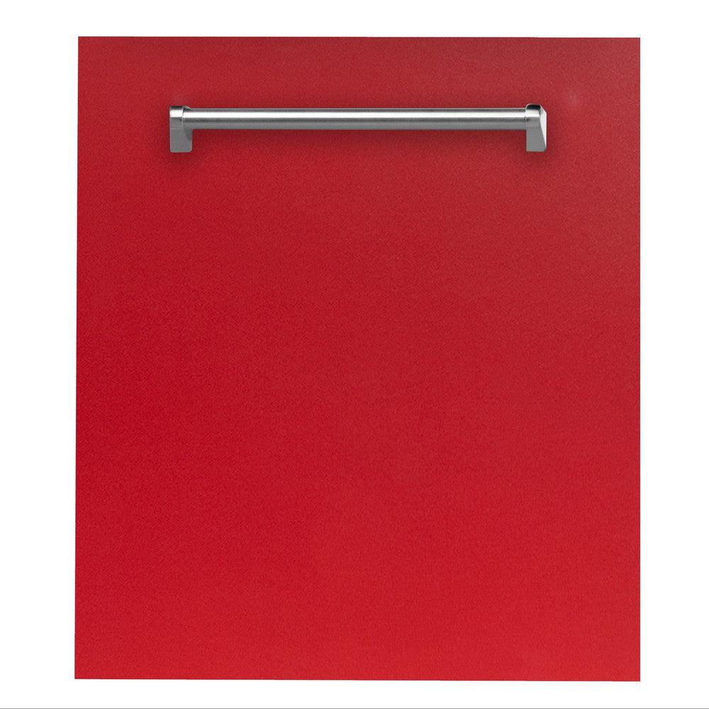 ZLINE 24 in. Top Control Dishwasher with Red Matte Panel and Traditional Style Handle, 52dBa (DW-RM-24)