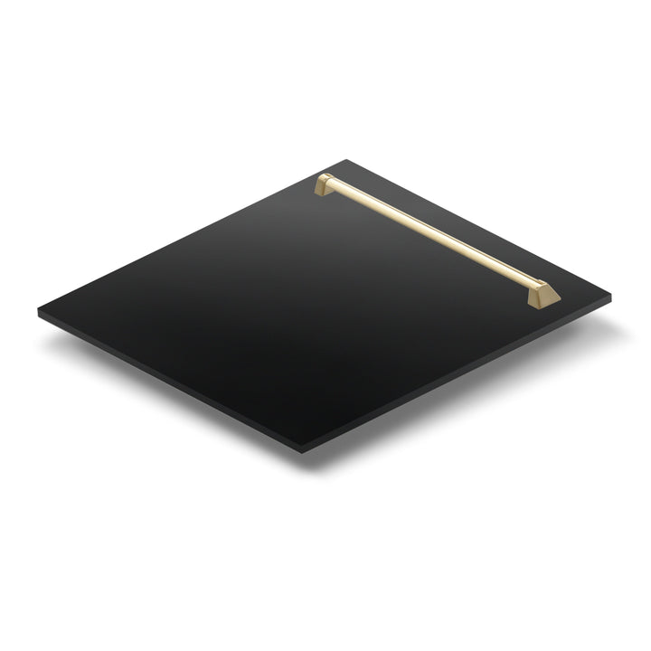 ZLINE Autograph Edition 24 in. Tallac Dishwasher Panel in Black Stainless Steel with Polished Gold Handle (DPVZ-BS-24-G)