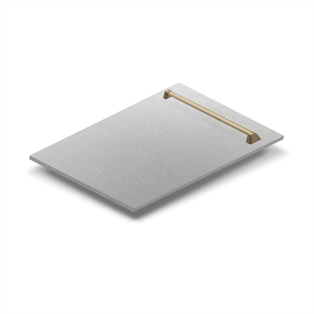 ZLINE Autograph Edition 18 in. Tallac Dishwasher Panel in Satin Stainless Steel Finish with Champagne Bronze Handle (DPVZ-SN-18-CB)