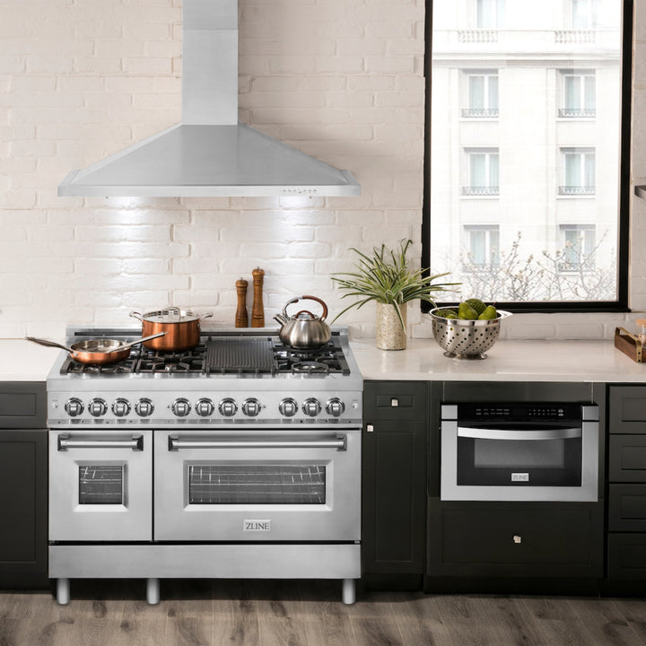 ZLINE 48" Convertible Vent Wall Mount Range Hood in Stainless Steel