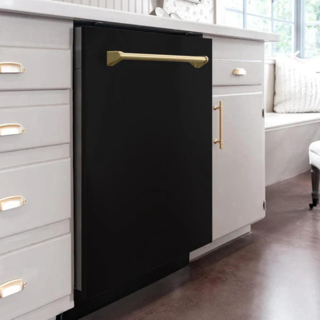 ZLINE Autograph Edition 24" Monument Series 3rd Rack Top Touch Control Tall Tub Black Matte Dishwasher.