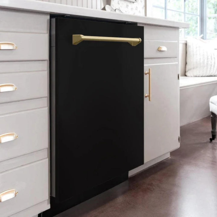 ZLINE Autograph Edition 24" Monument Series 3rd Rack Top Touch Control Tall Tub Black Matte Dishwasher.