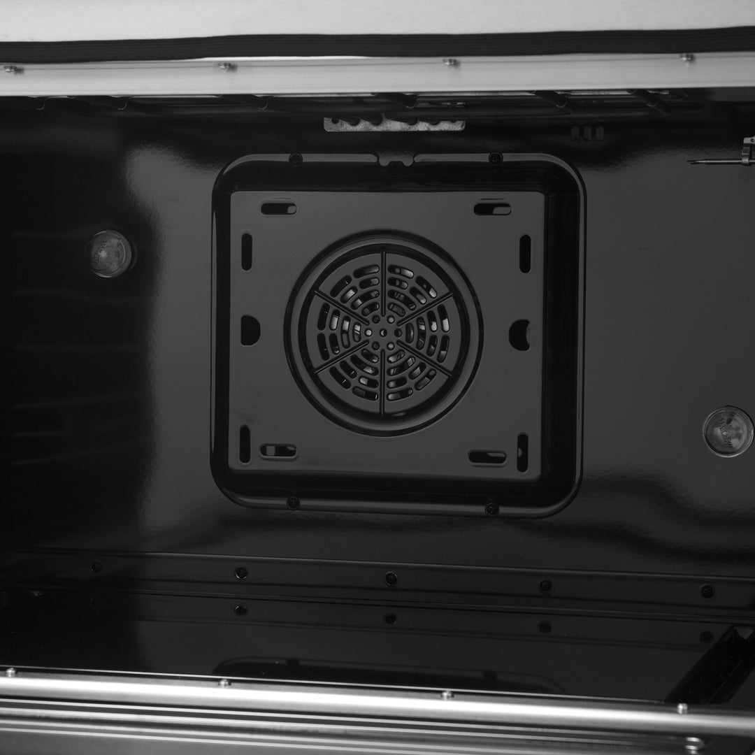 Forno Galiano 36-inch Dual Fuel Range in Black &amp; Antique Brass Design, 6 Sealed Burners 83,000 BTU, 5.36 cu.ft. True Convection Oven