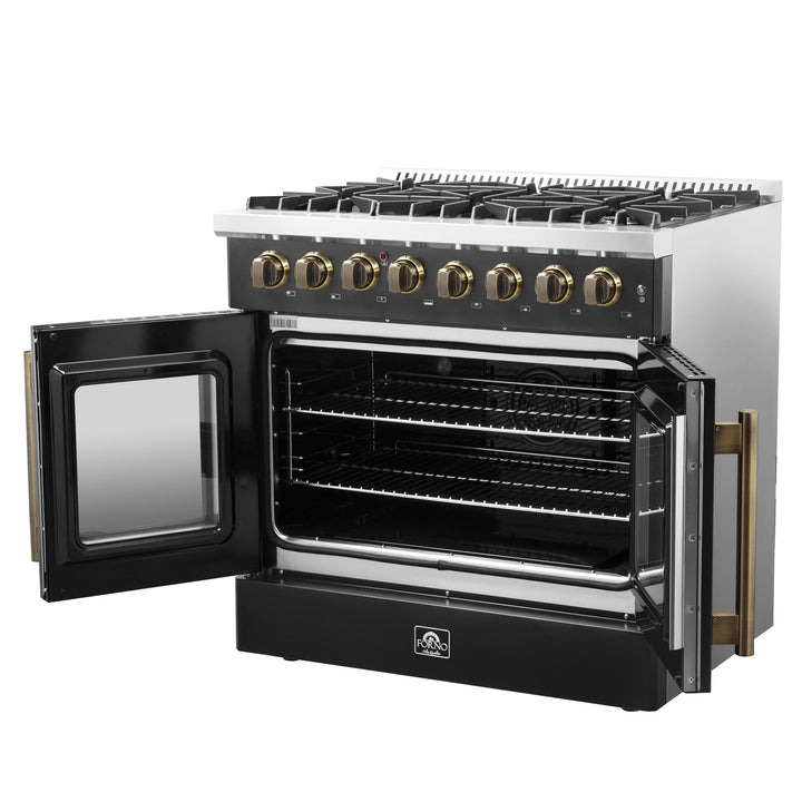 Forno Galiano 36-inch Freestanding French Door Dual Fuel Range Black