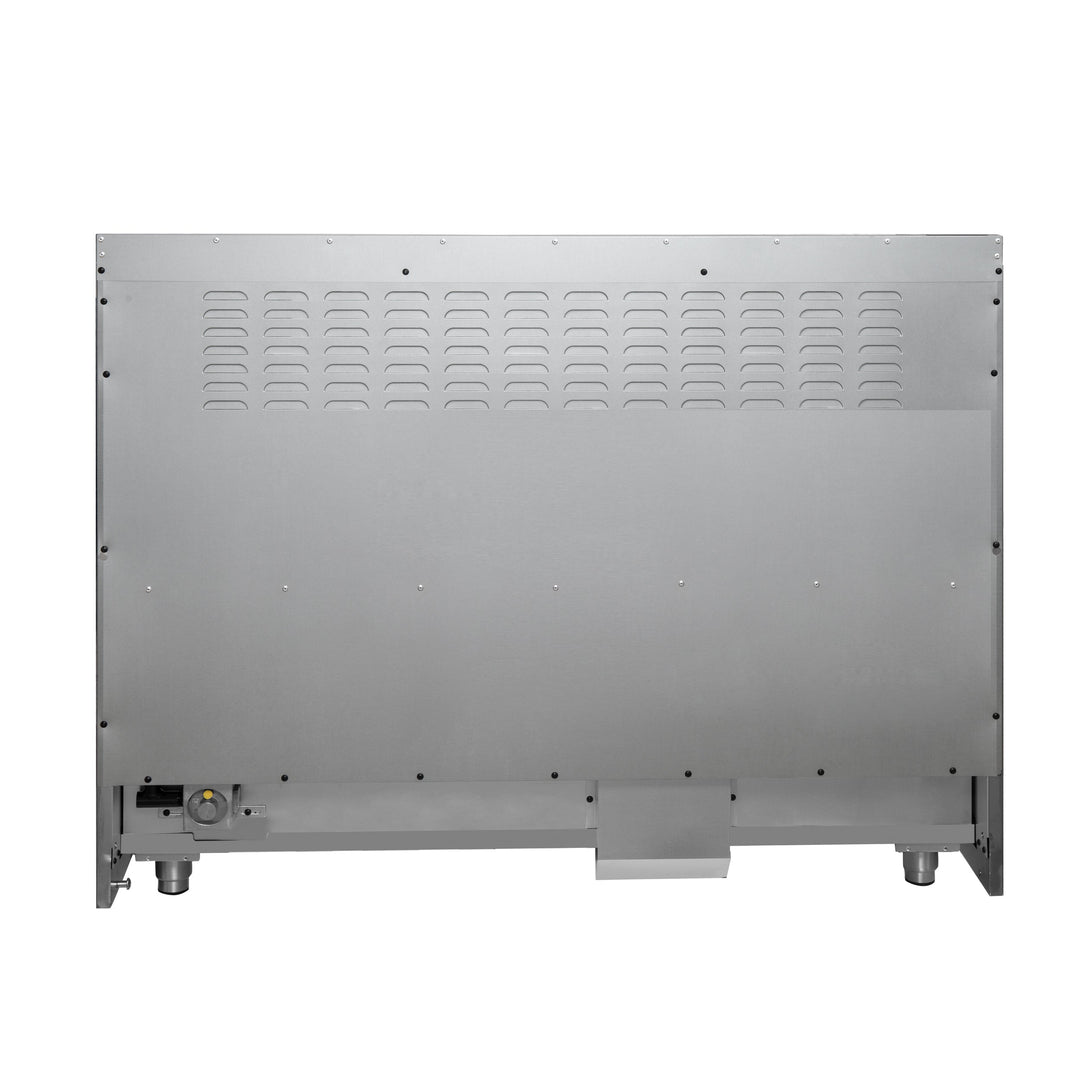 Forno Galiano 48-inch French Door Dual Fuel Range, White &amp; Antique Brass Design, 8 Sealed Burners - 107,000 BTU, Griddle, 6.58 cu.ft. Double Ovens