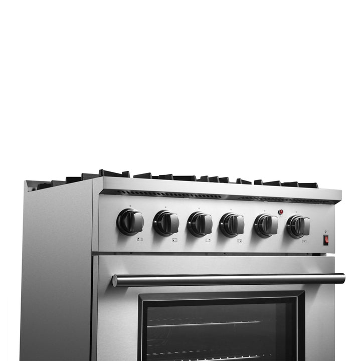 Forno Marco 30-Inch Dual Fuel Range, Stainless Steel, 4 Burners, 37,000 BTU, True Convection Oven, Energy Efficient
