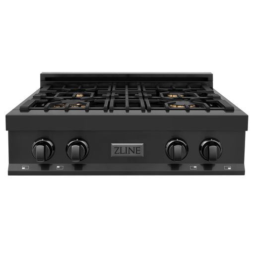 ZLINE 30" Porcelain Stovetop W/ 4 Gas Burners Black Stainless Steel
