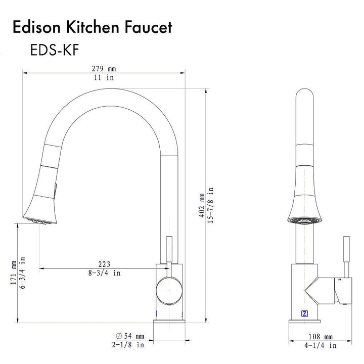 ZLINE Autograph Edition Edison Pull Down Single Handle Kitchen Faucet in Matte Black (EDS-KF-MB)