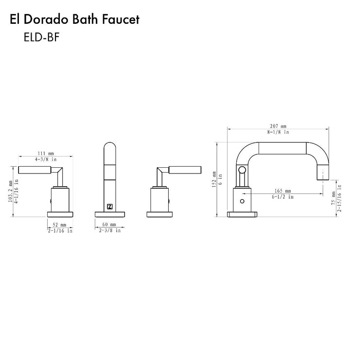 ZLINE Autograph Edition El Dorado Widespread Bath Faucet in Matte Black (ELD-BF-MB)