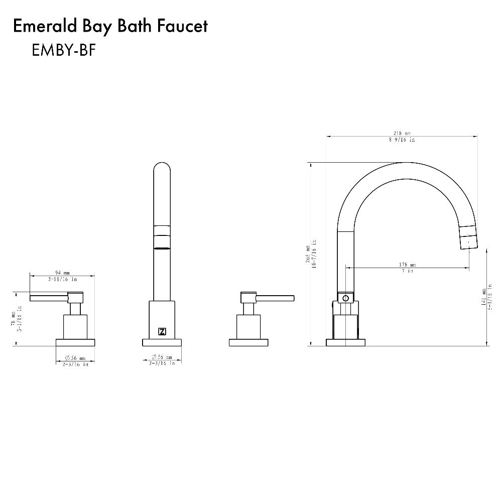 ZLINE Autograph Edition Emerald Bay Widespread Bath Faucet in Matte Black (EMBY-BF-MB)