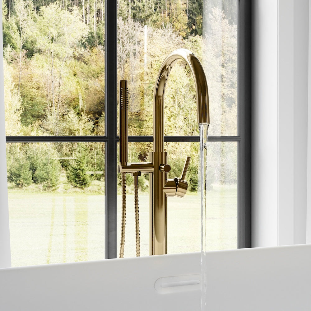 ZLINE Autograph Edition Emerald Bay Bath Tub Filler with Hand Shower in Polished Gold (EMBY-BTF-PG)