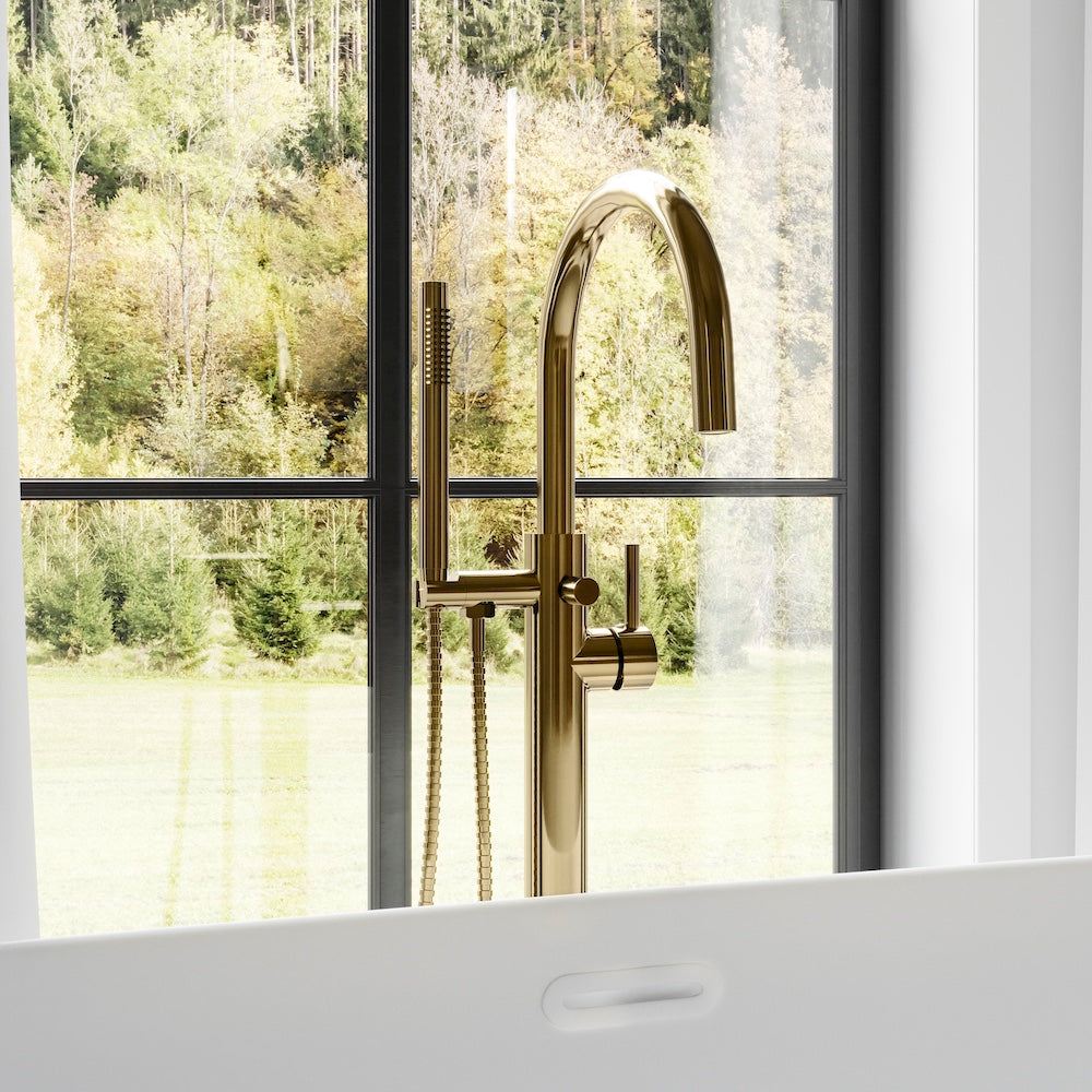 ZLINE Autograph Edition Emerald Bay Bath Tub Filler with Hand Shower in Polished Gold (EMBY-BTF-PG)