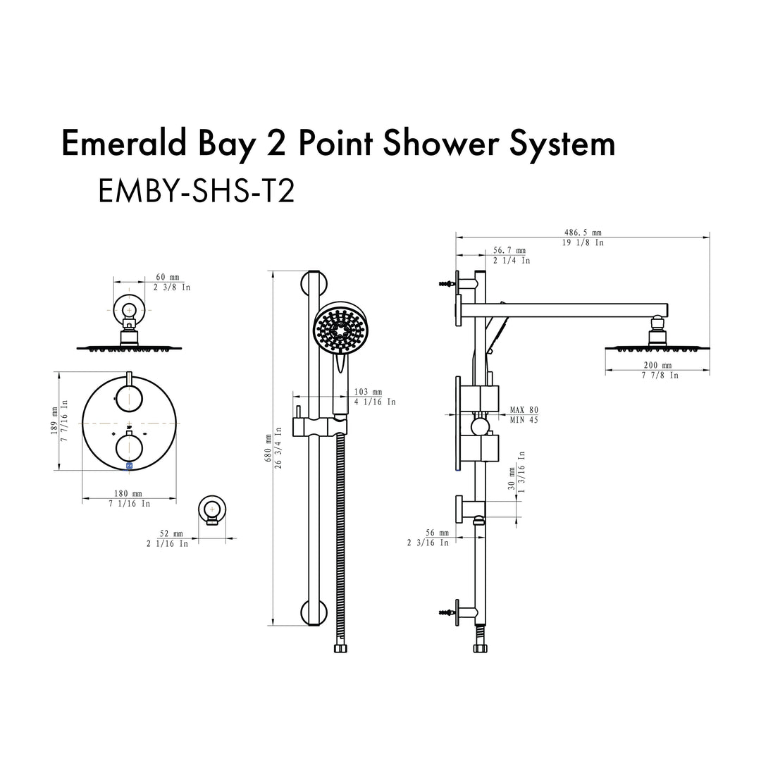 ZLINE Emerald Bay Thermostatic Shower System in Chrome, EMBY-SHS-T3-CH