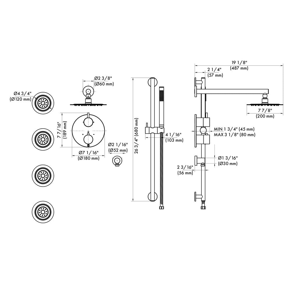 ZLINE Autograph Edition Emerald Bay Thermostatic Shower System with Body Jets in Polished Gold (EMBY-SHS-T3-PG)