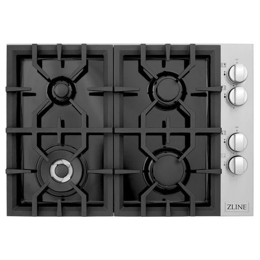 ZLINE 30" Dropin Gas Stovetop 4 Gas Burners Black Porcelain Top
