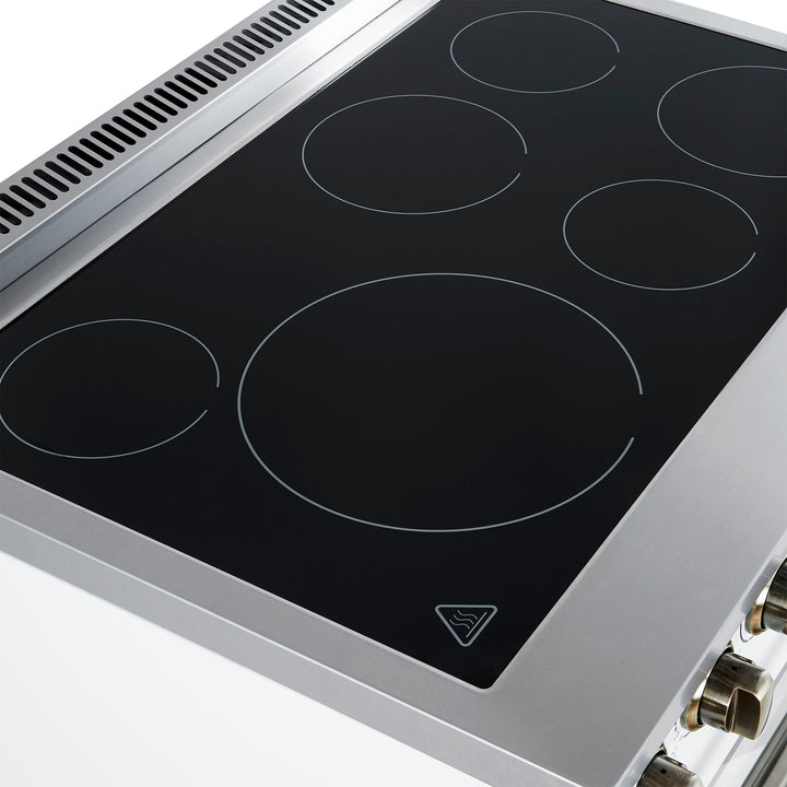 Forno Paolo 36 Inch White Freestanding Electric Range, Stainless Steel, 5.44 cu.ft, True Convection Oven, Energy Efficient