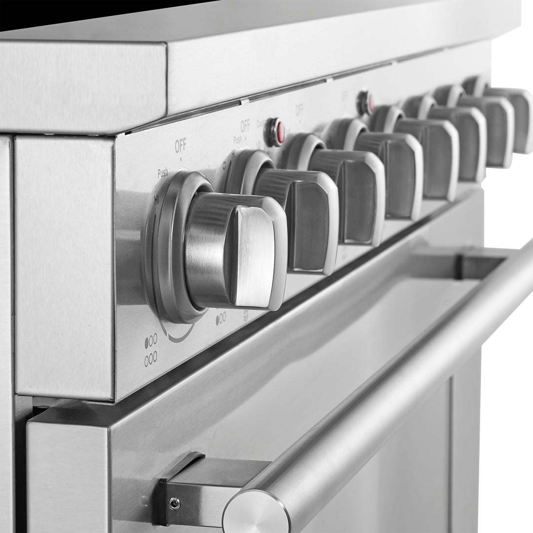 Forno Paolo 36 Inch Freestanding Electric Range, Stainless Steel, 5.44 cu.ft, True Convection Oven, Energy Efficient
