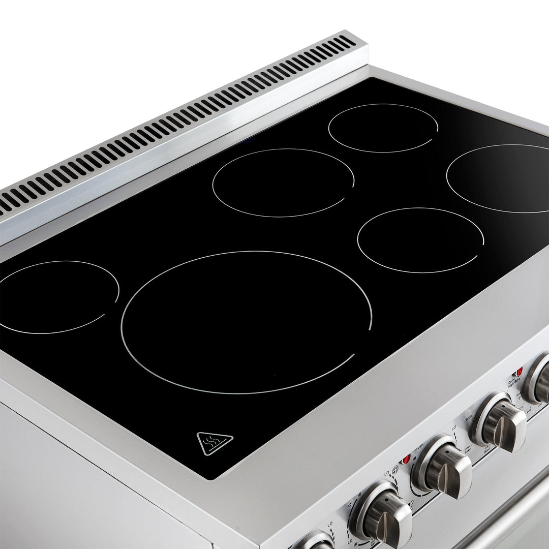 Forno Paolo 36 Inch Freestanding Electric Range, Stainless Steel, 5.44 cu.ft, True Convection Oven, Energy Efficient