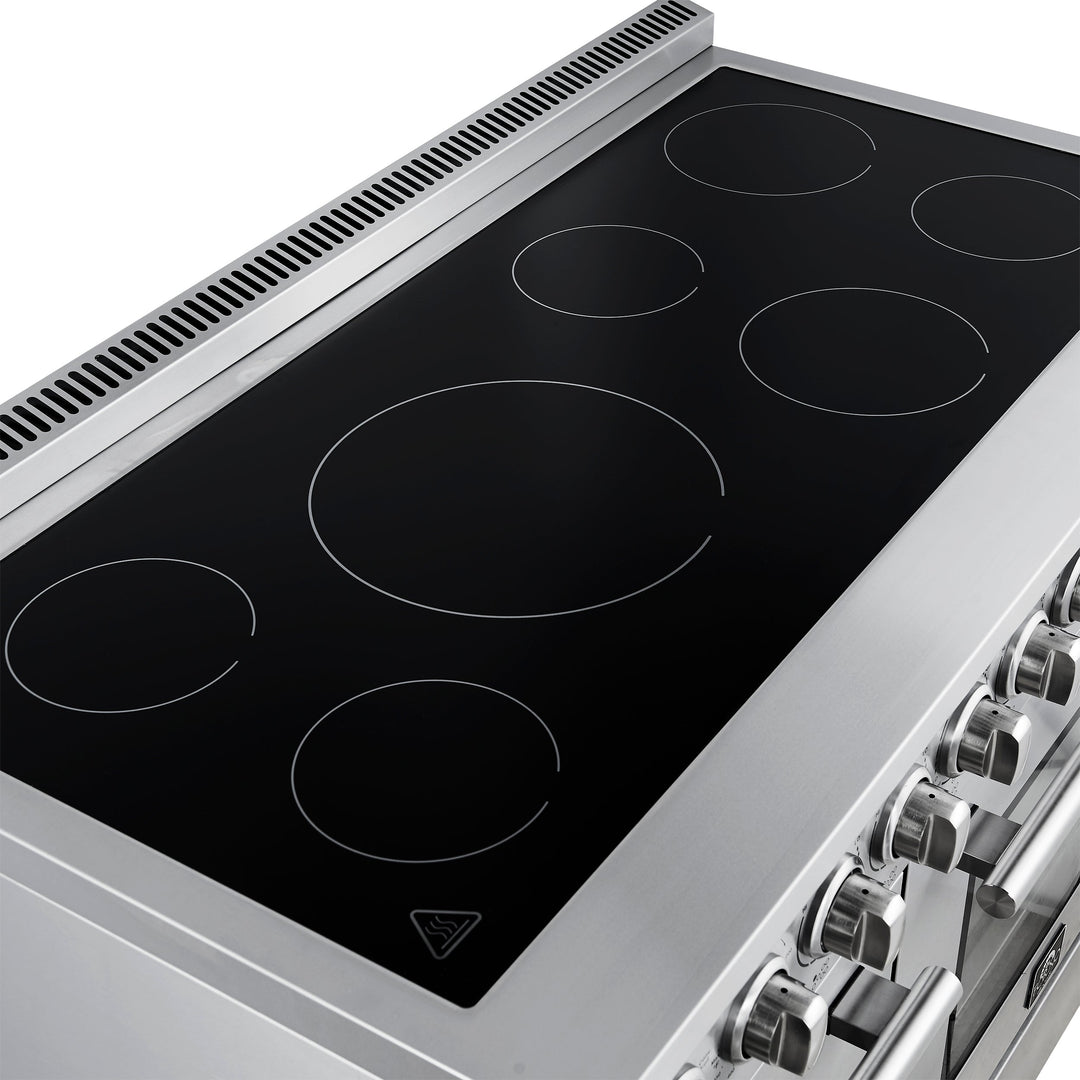 Forno Paolo 48 Inch Freestanding Electric Range, Stainless Steel, 6.7 cu.ft, True Convection Oven, Energy Efficient